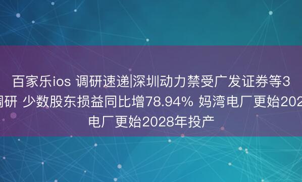 百家乐ios 调研速递|深圳动力禁受广发证券等3家机构调研 少数股东损益同比增78.94% 妈湾电厂更始2028年投产