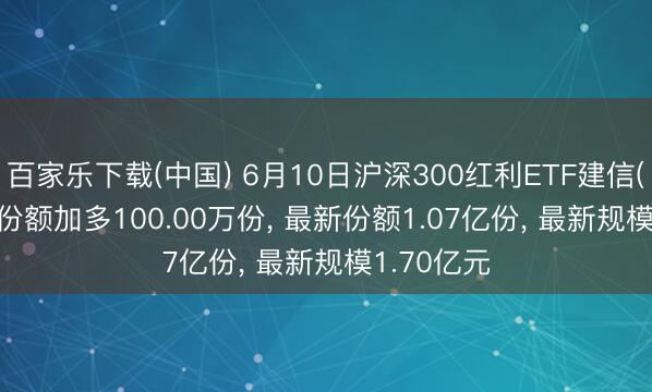 百家乐下载(中国) 6月10日沪深300红利ETF建信(512530)份额加多100.00万份, 最新份额1.07亿份, 最新规模1.70亿元