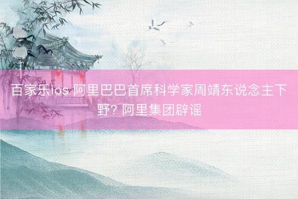 百家乐ios 阿里巴巴首席科学家周靖东说念主下野? 阿里集团辟谣
