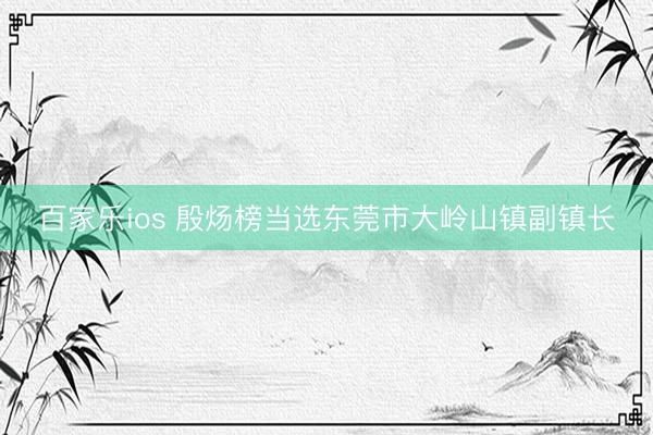 百家乐ios 殷炀榜当选东莞市大岭山镇副镇长